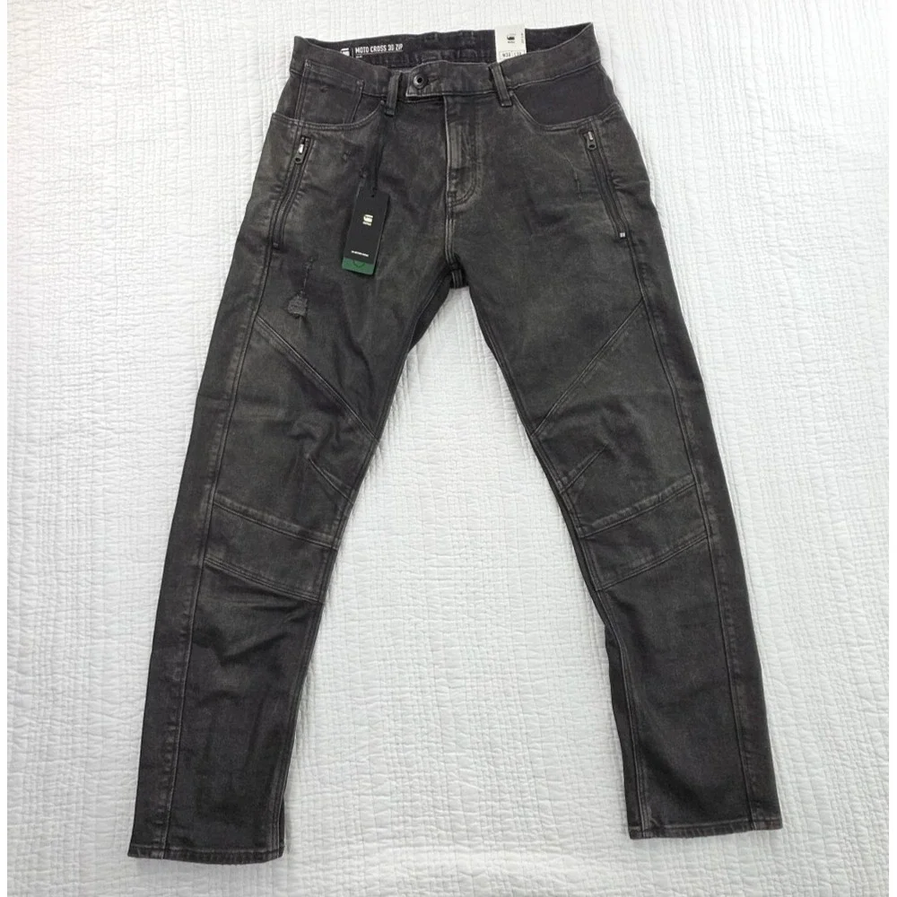 G-Star Raw Moto Cross 3D Zip Jeans Mens 30x30 Black NEW Stretch Denim NWT D25400